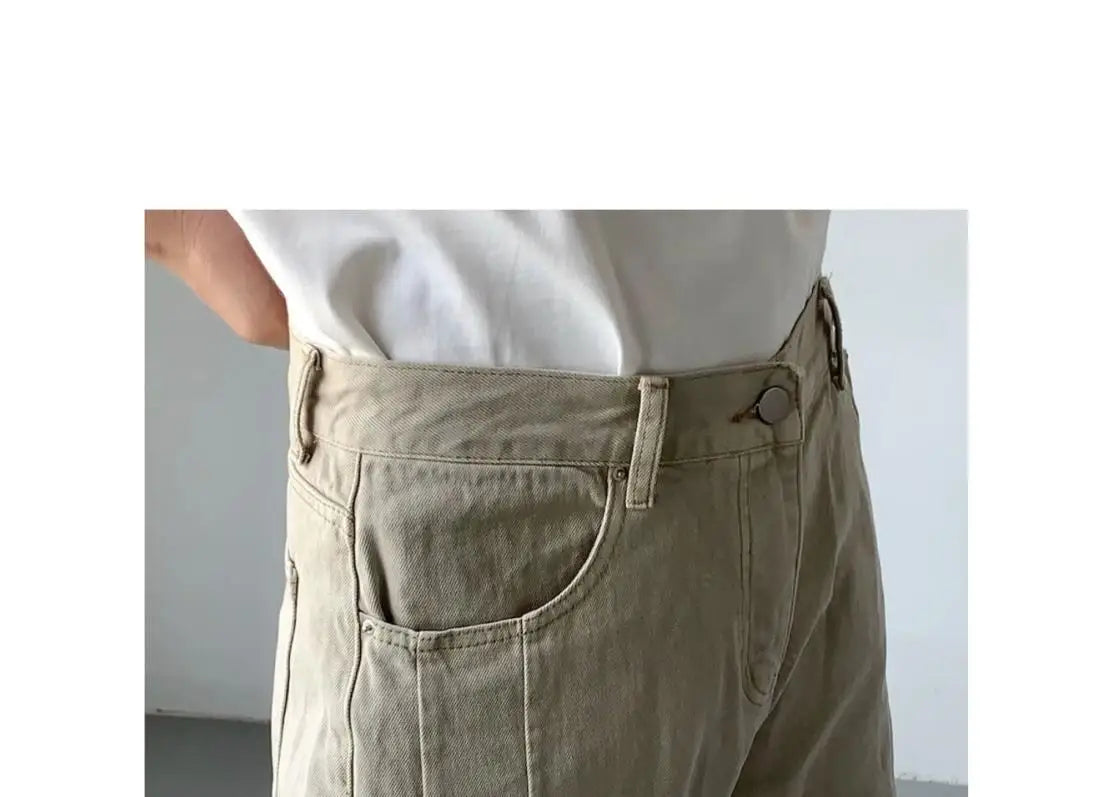 Men's High-Waisted Straight Jeans - Loose Wide Leg