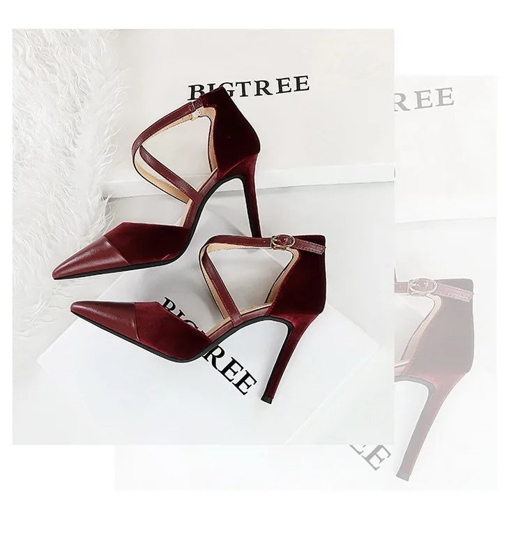 Women's 9 Cm Heels Hollow Cross Strap Heeled  Stilettos