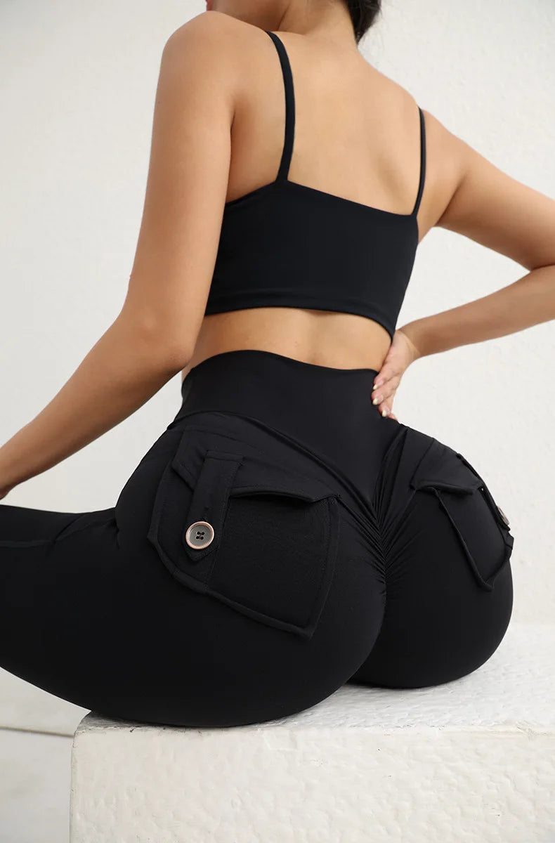 High Waist Scrunch Leggings - Push Up Yoga Pants with Pockets