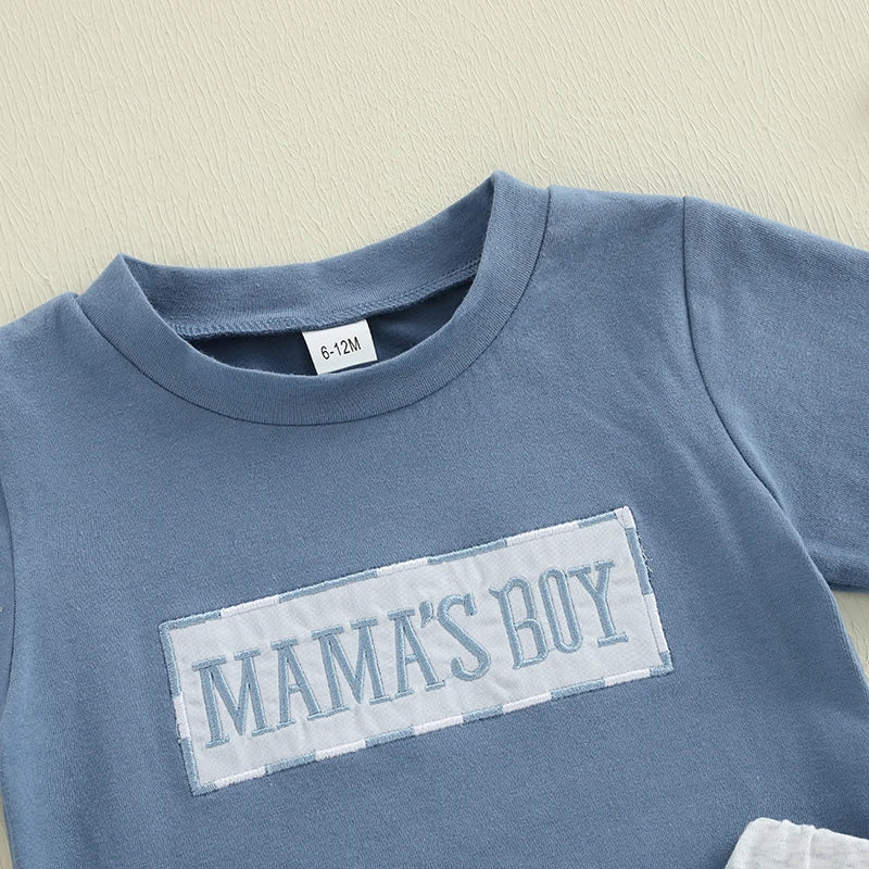 Casual Baby Boys Summer Clothes Set - Letter Embroidery T-Shirt & Shorts