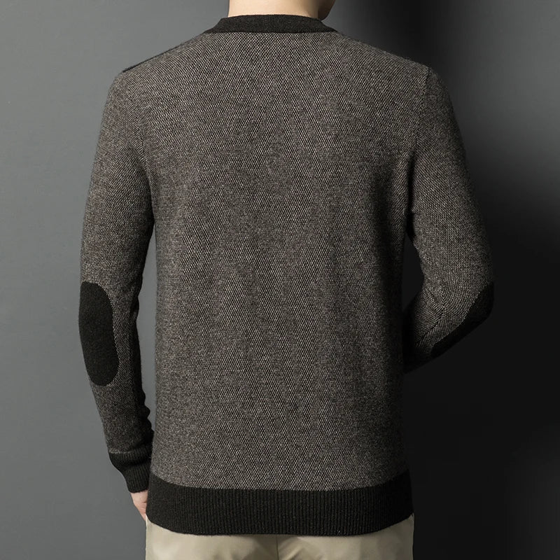 Autumn Winter Mock Neck Sweater - Thick Slim Fit Knit Pullover