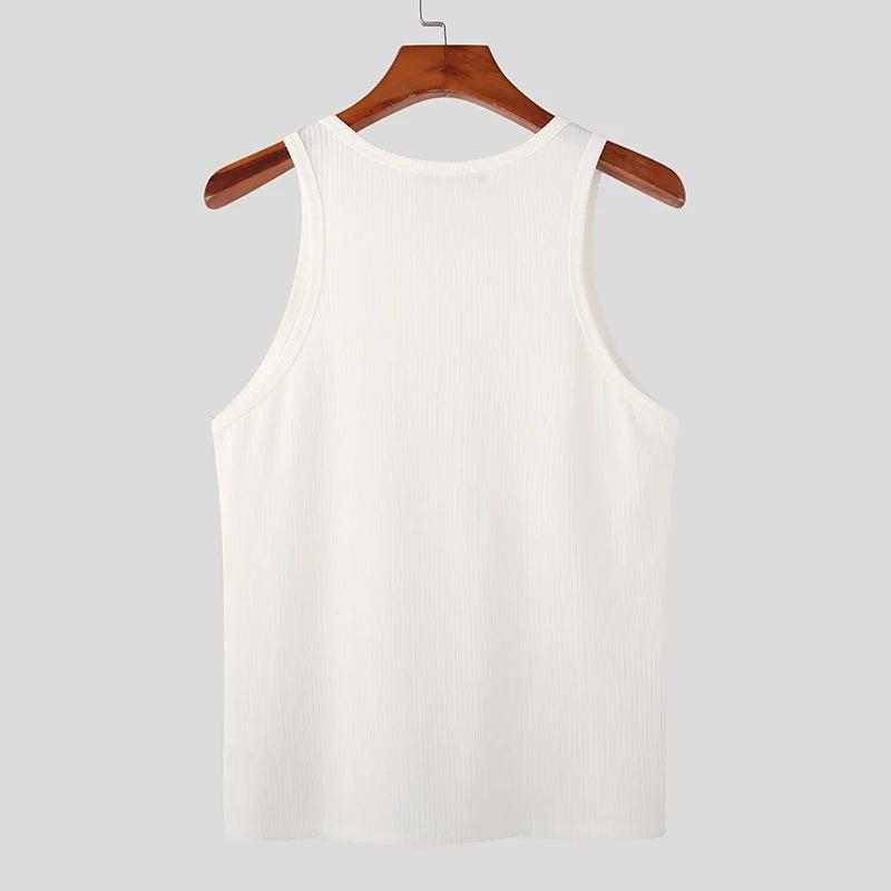 Men's Tank Top Solid Colour Round Neck Sleeveless Summer Vest