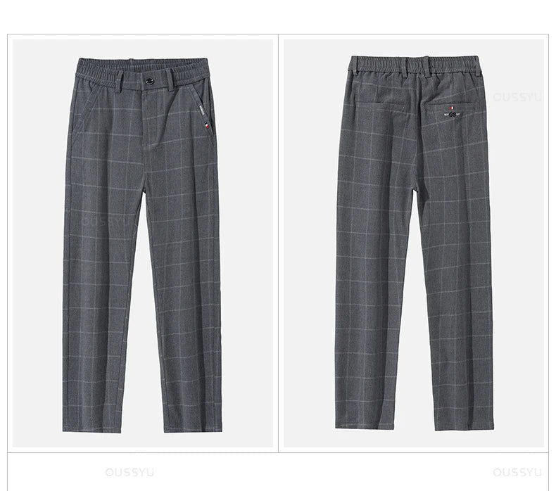 Men's Plaid Stretch Trousers