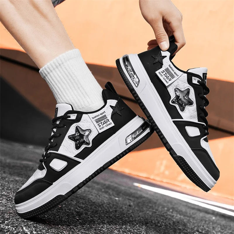 Men's Casual Stars Platform Crystal Fish  Skateboard Sports Sneakers