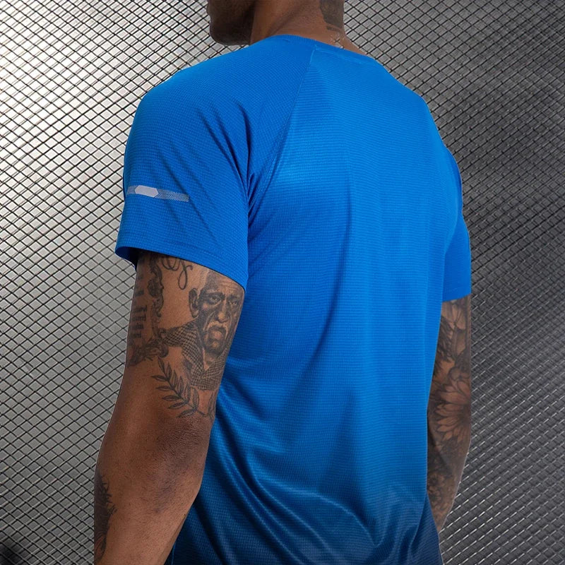 Men's Ice Silk Short Sleeve Running Exercise Sweatshirt Training  Sports T-Shirt