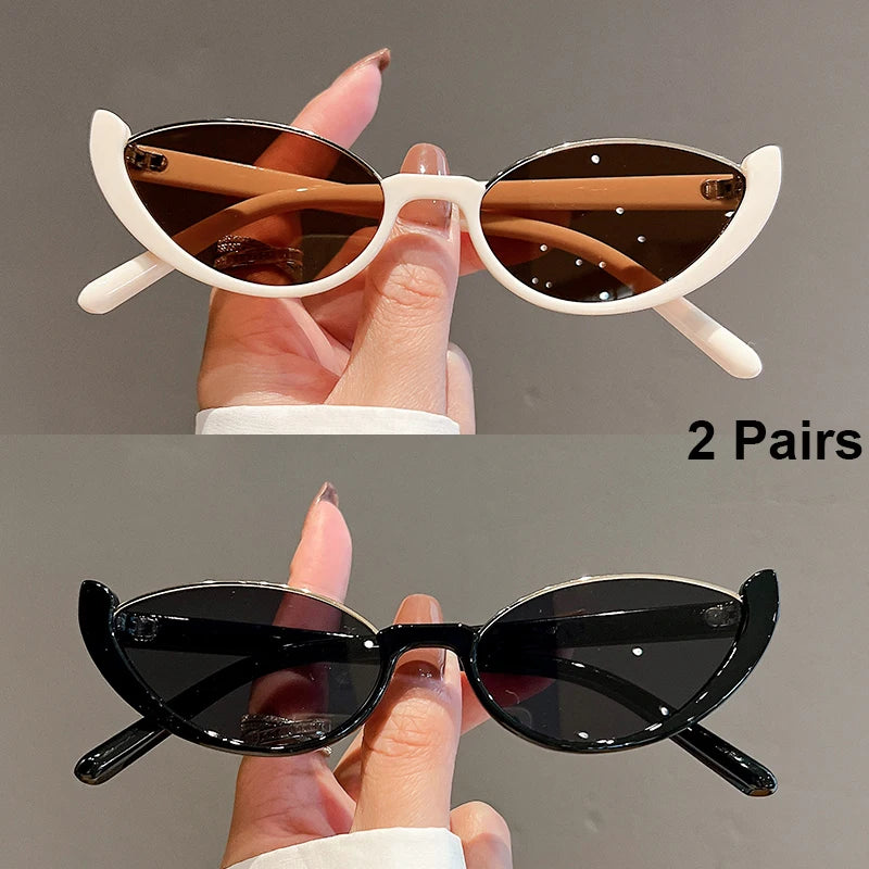 Women's 2 Pairs Per Set Vintage Cat Eye Sunglasses  Outdoor Casual Shades