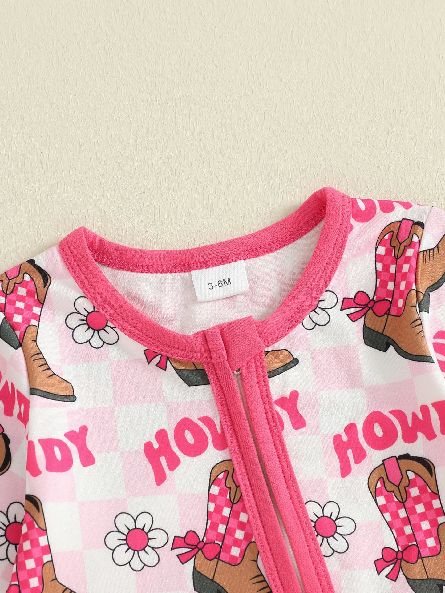 Western Baby Romper with Boot Print (0-18M)