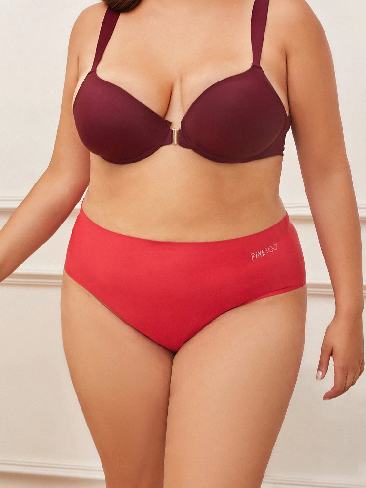 3PCS Women's Seamless Plus Size Underwear High Waist Briefs Stretch Comfortable Traceless Lingerie