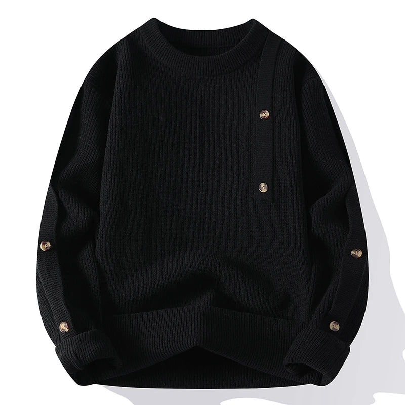 Mock Neck Knitted Sweater - Autumn Winter Warm Pullover Solid Colour