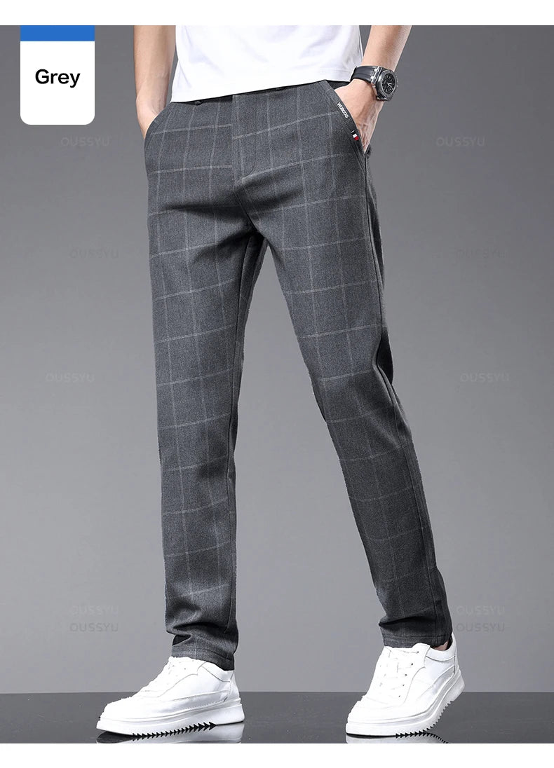 Men's Plaid Stretch Trousers