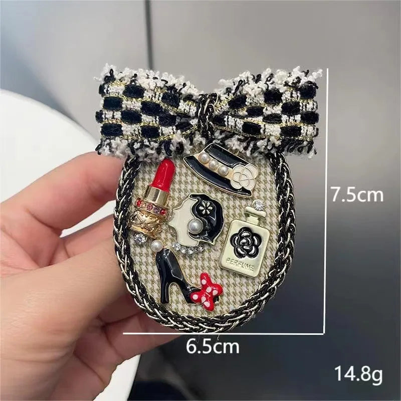 Handmade Fabric Bow Brooch Pin - Elegant Badge