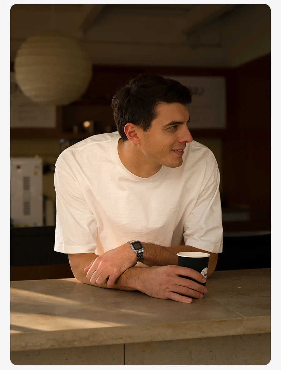 Heavyweight 300gsm Slub Cotton Oversized T-Shirt with Letter Embroidery