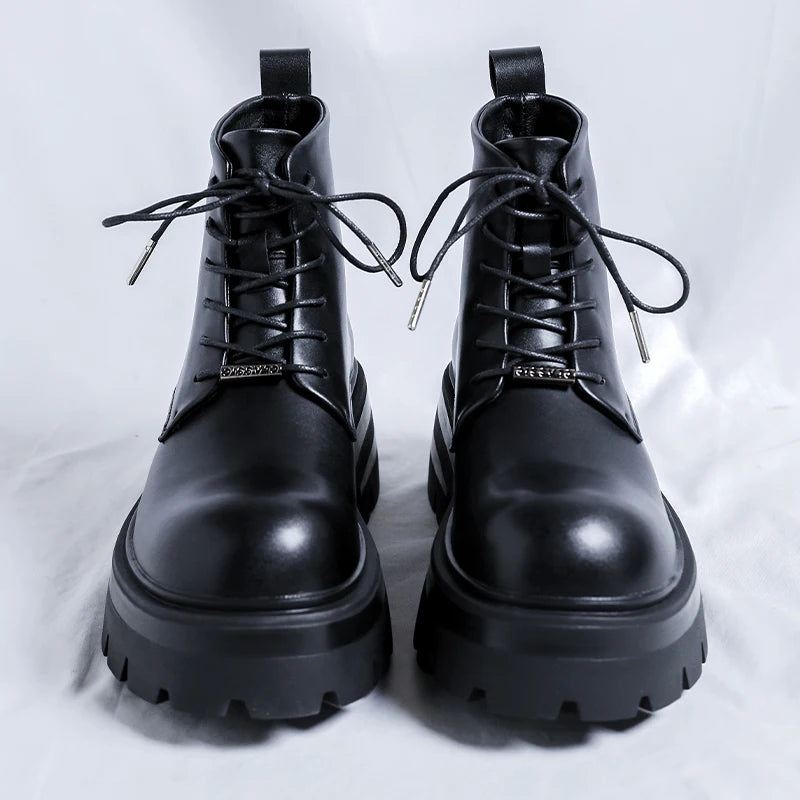 Men's Casual Platform Lace Up Chunky Platform Ankle Boots