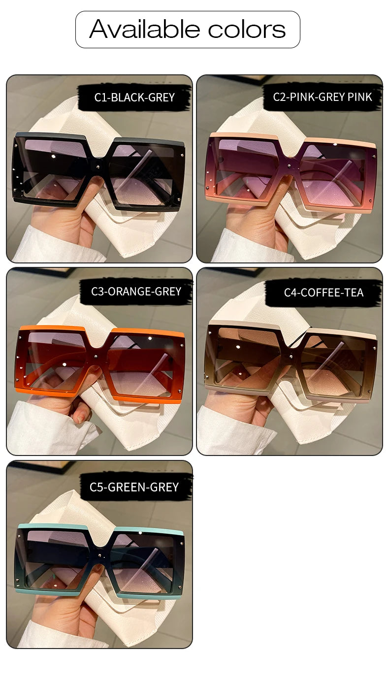 Women's Square Oversized One-pieces Gradient Sunglasses
