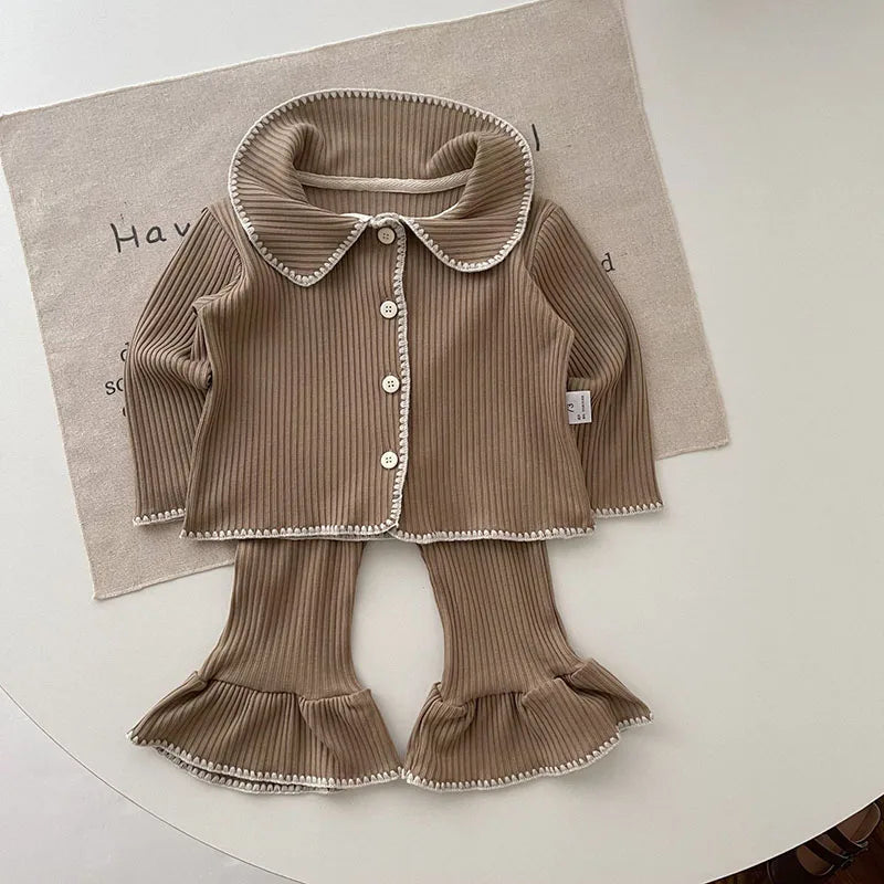 Girls Soft Knit Sweater Cardigan Outfit Set