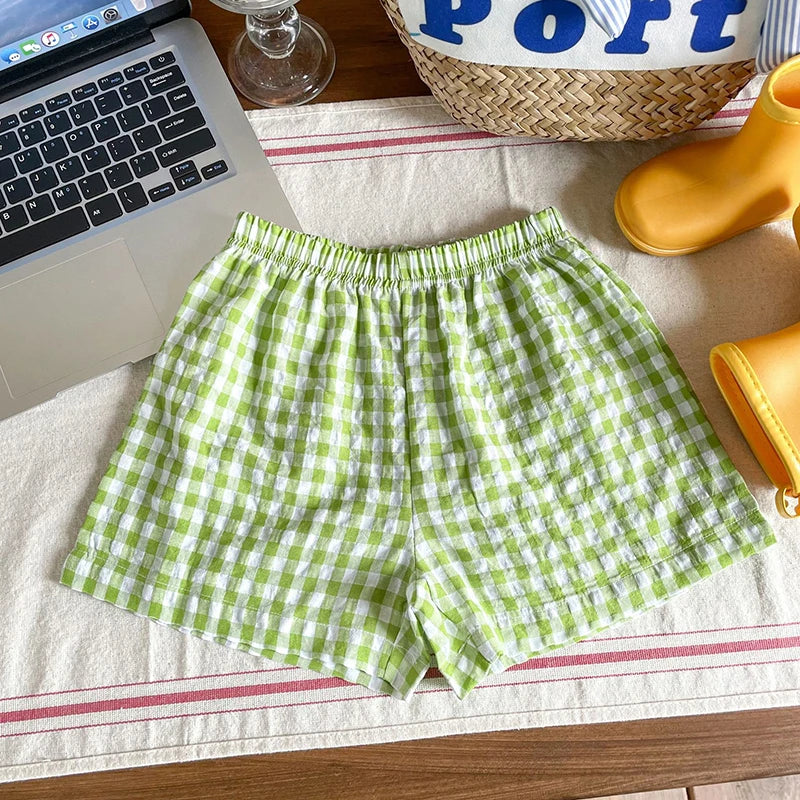 Girls' Boy's Kids Unisex Plaid Shorts 2-7Y