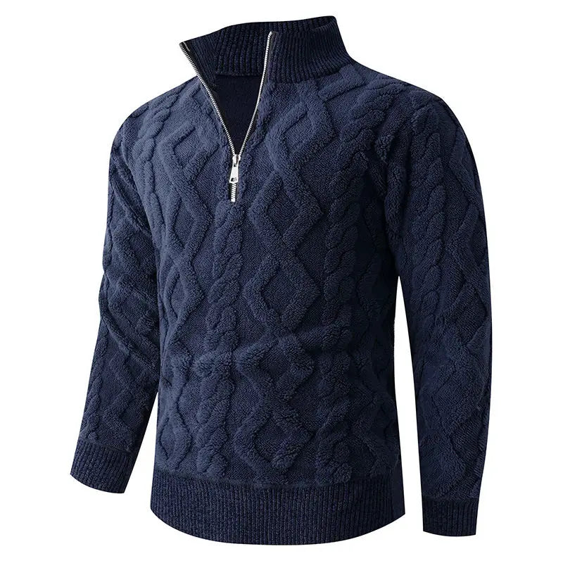 Stand Collar Anti-Pilling Half Zipper Knit Pullover