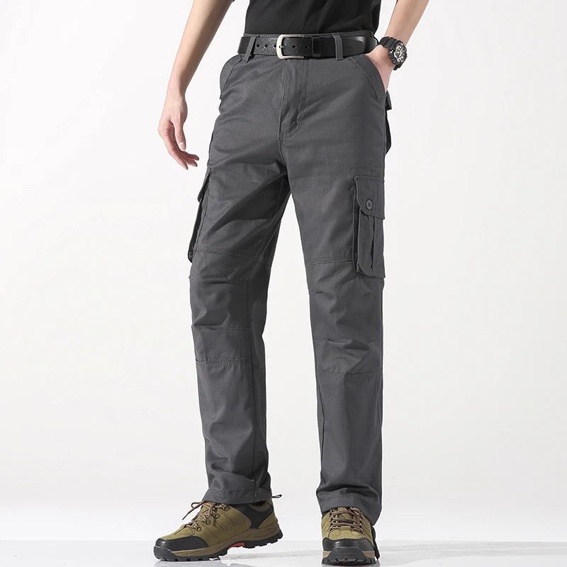 Spring Autumn Cotton Cargo Pants - Multiple Pockets Casual Trousers