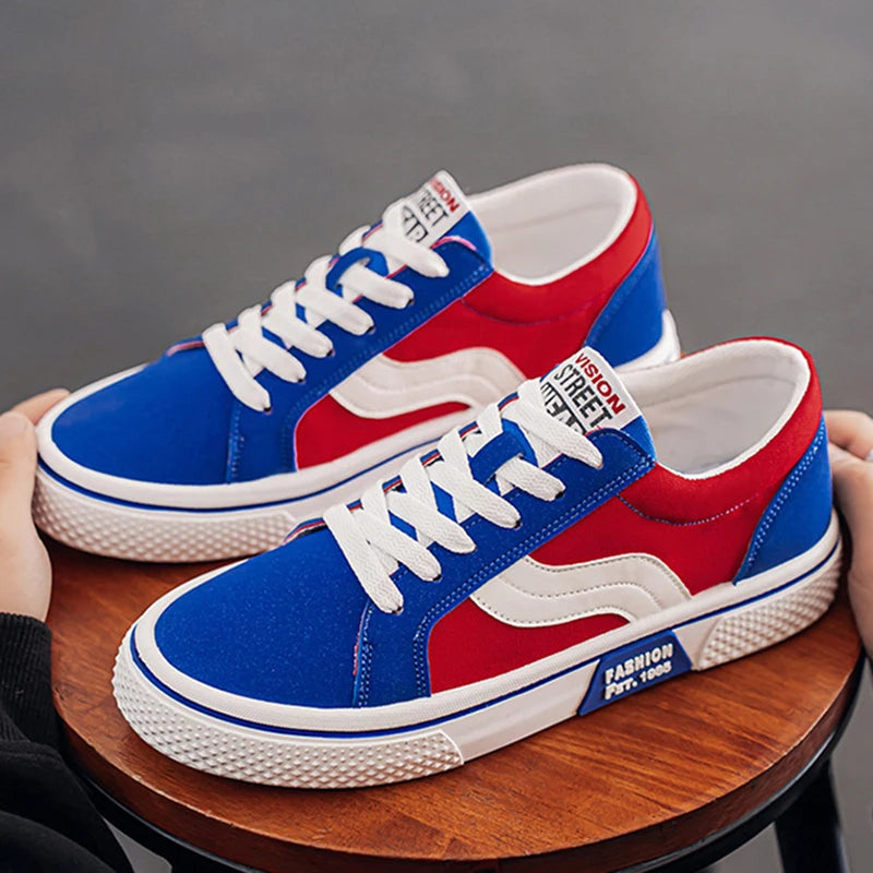 Men's Canvas Skateboard Sneakers - Lace-Up Casual Trainers