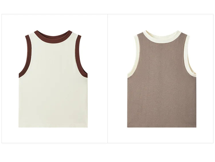 Women's Color-Block Round Neck Camisole - Slim Fit Vest Top