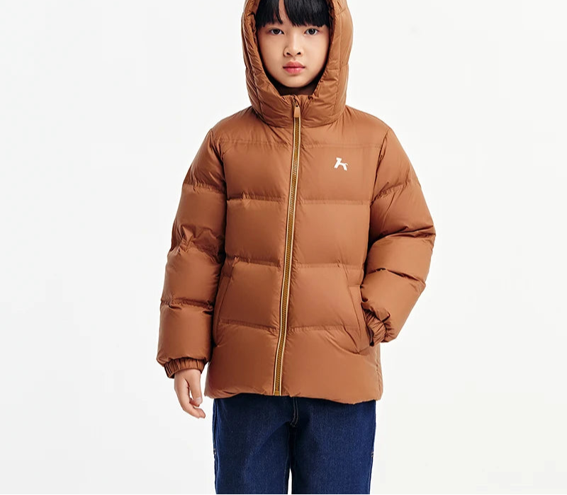 Children's Three-Proof Down Jacket - Hooded Winter Coat with Print