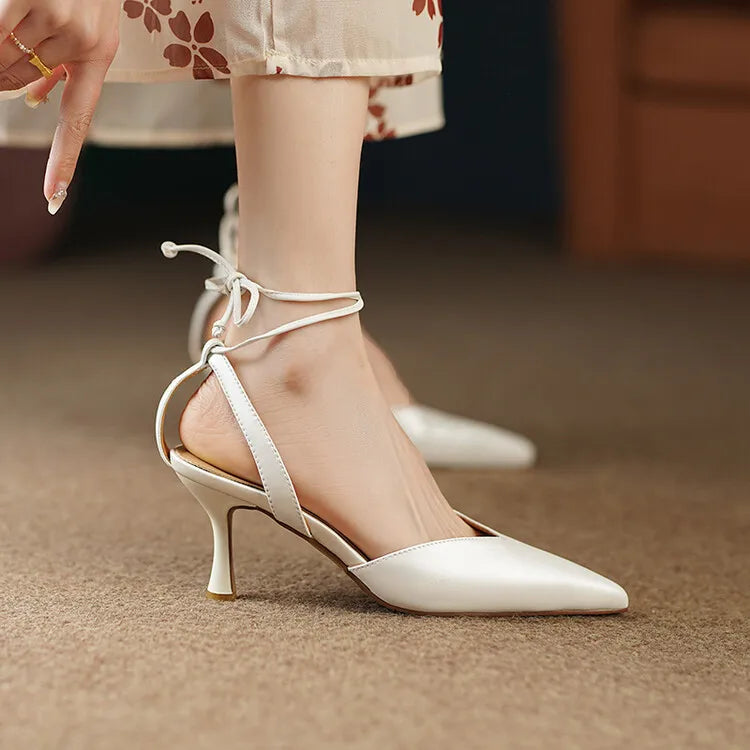 Women's Pointed Toe Rhinestone Wedding Sandals - Bowknot Pendant Pumps