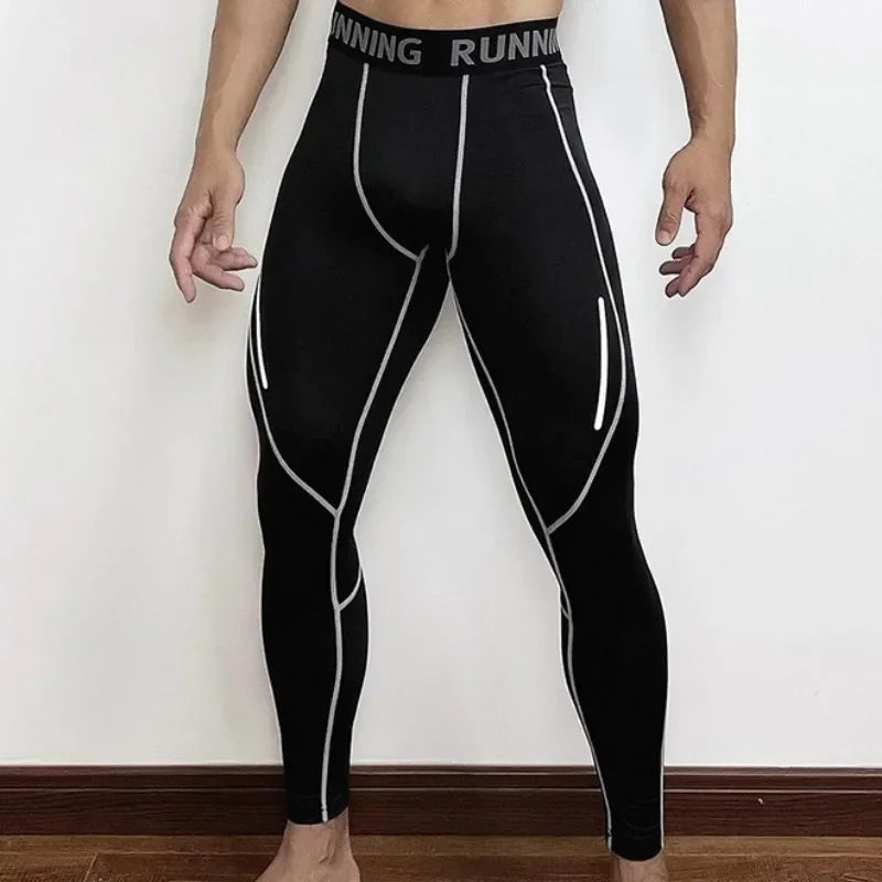 Men's Gym Compression Pants Quick Dry Reflector Sportswear Running Tights Fitness Training Sport Leggings