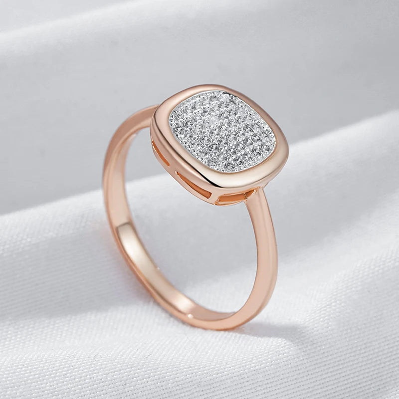 Natural Zircon Square Rings For Women 585 Rose Gold