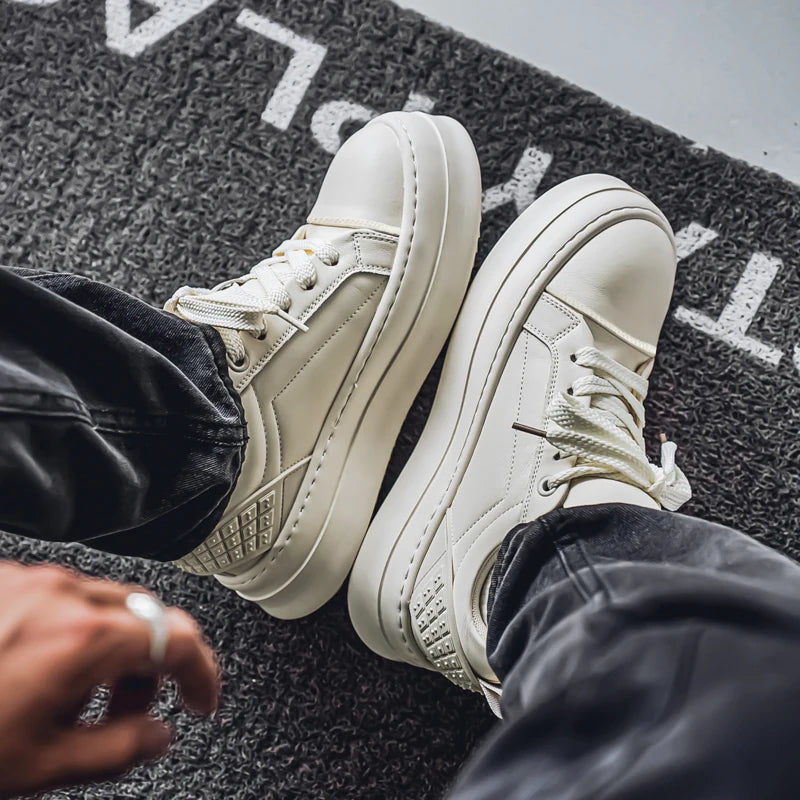 Men's Casual Leather Skateboard Vulcanized Tennis Sports Shoes Sneakers