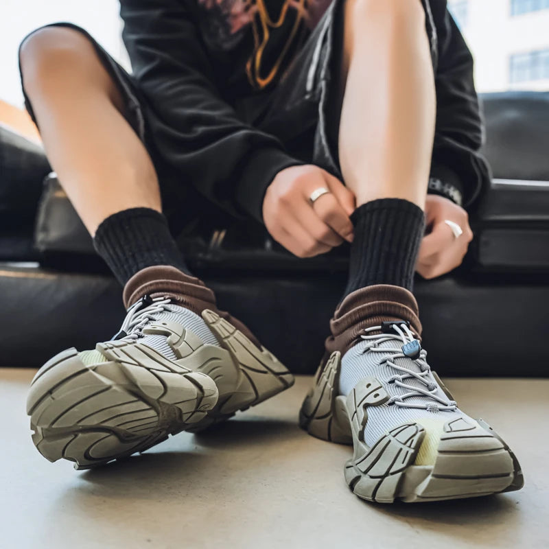 Men's Mesh High-Top Running Sneakers - Slip-On Sports Shoes