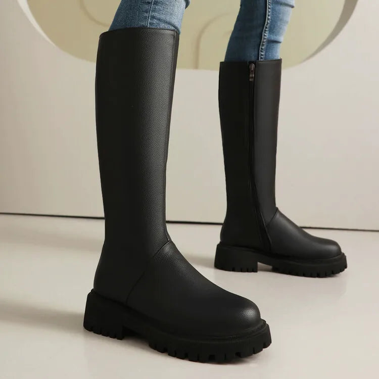 Faux Suede Ankle Boots - 5cm Flat Heel with Belt Buckle Detail