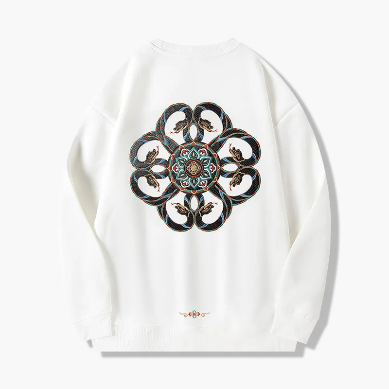 Snake Embroidery Crew Neck Sweater