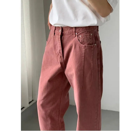 Men's High-Waisted Straight Jeans - Loose Wide Leg