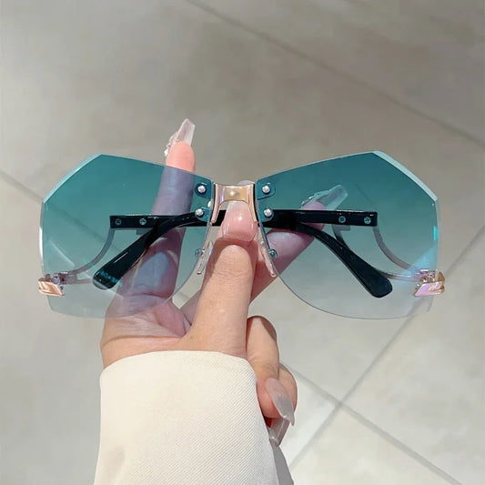 Women's Rimless Irregular Gradient Sunglasses