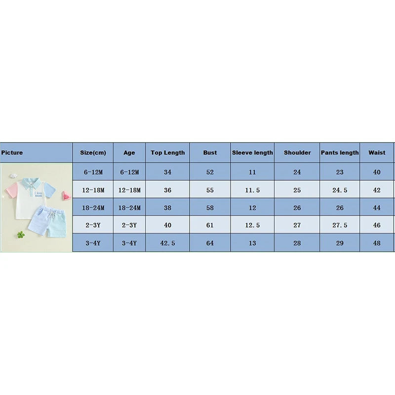 Toddler Boys Casual Outfit Set - Letter Embroidery Polo T-Shirt with Stripe Shorts