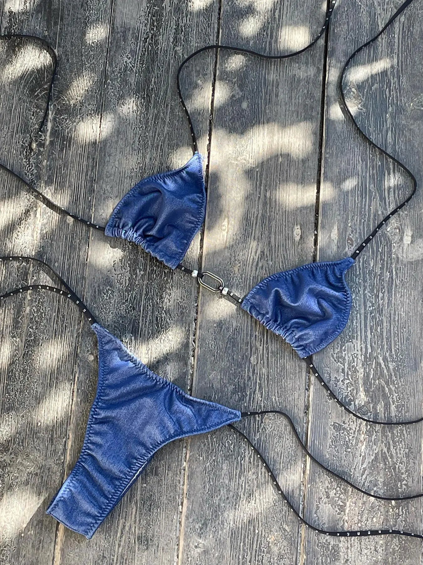 Women's Beaded Halter V-Neck Bikini Set - Elegant Beach Swimwear