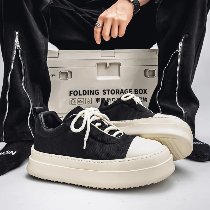 Men's Casual Platform Sports Lace Up Canvas Sneakers