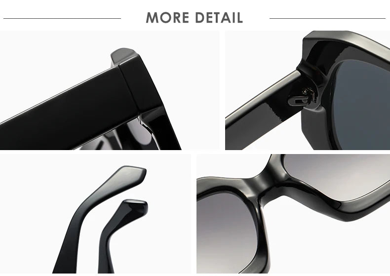 Black Square Frame Sunglasses - Punk Trendy UV400 Women's Eyewear