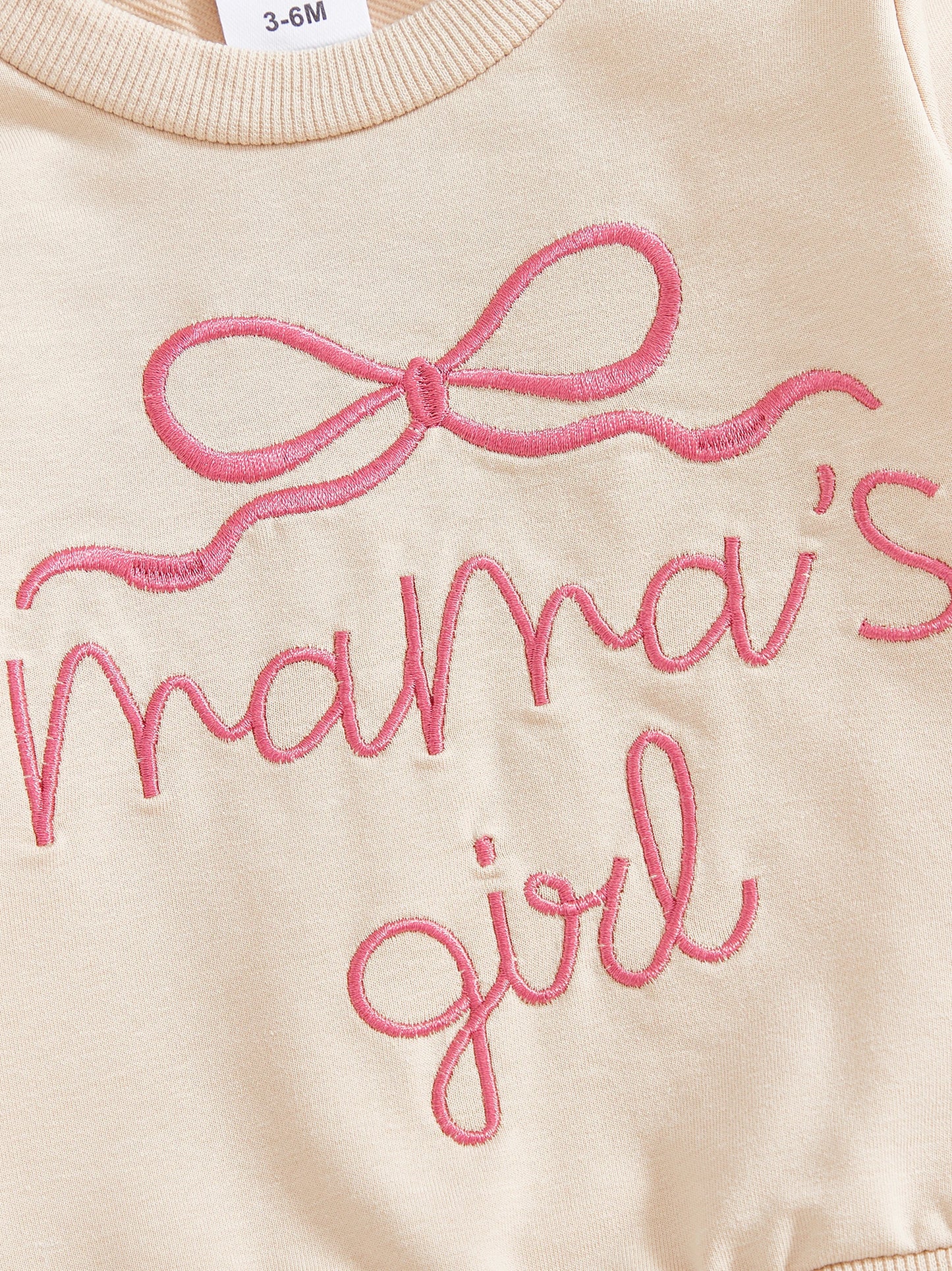 Toddler Baby Girls Outfit Set - Bow Letter Embroidered Sweatshirt & Pants 0-3Y