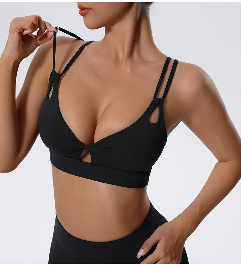 Women's High Impact Push-Up Sports Bra – Open Back Gym Crop Top