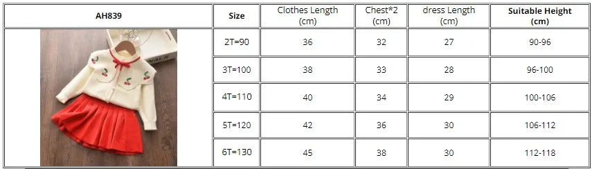 Girls' Knitted Embroidery Sweater & Skirt Set – Autumn Winter 2-Piece Outfit