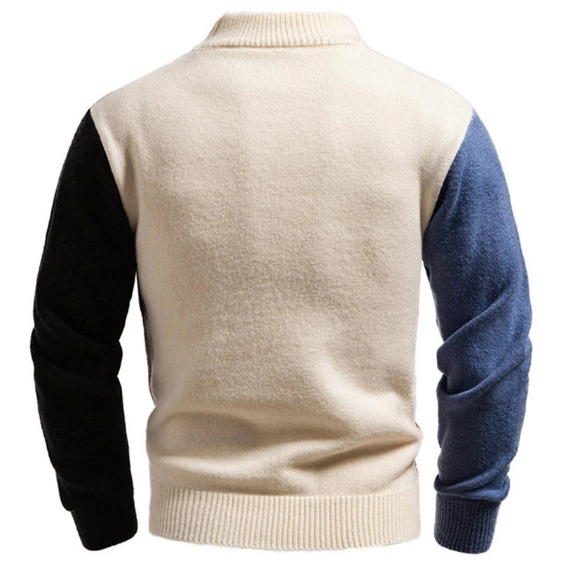 Patchwork Knitted Warm Pullover Sweater