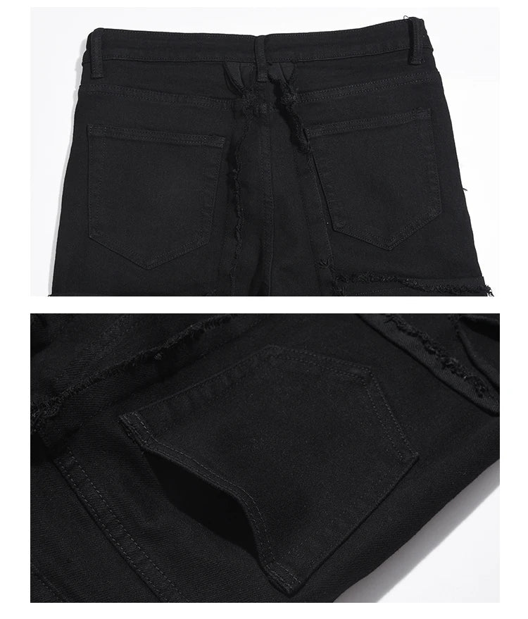 Men's Ripped Denim Straight Patchwork Baggy Jeans