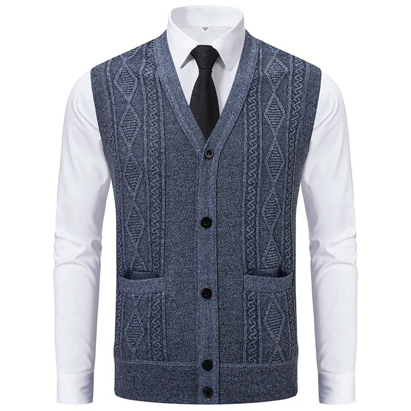 Men's Slim Fit Knit Vest - V-Neck Sleeveless Waistcoat Smart Casual