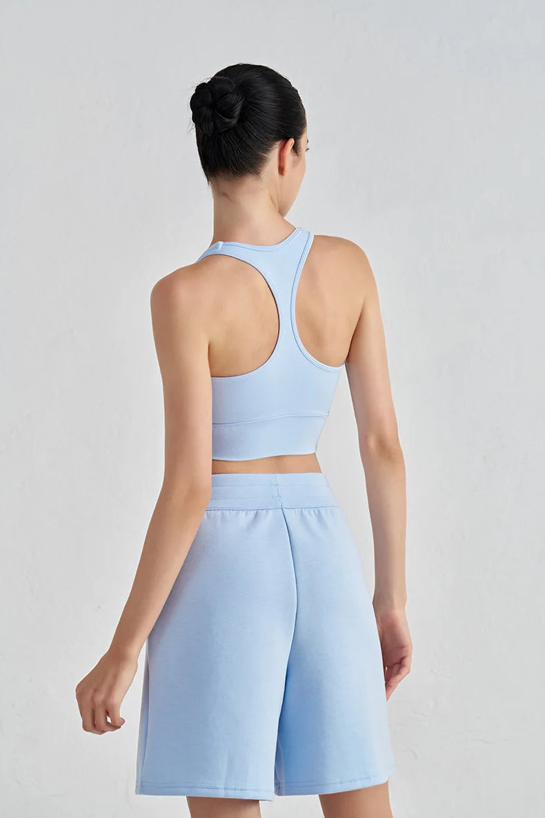 Backless Yoga Crop Top Bra - U Neck Sports Bra with Removable Padding