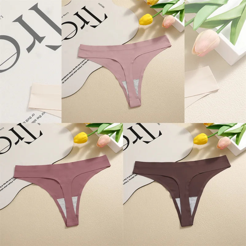 Women's Seamless Satin Thong 3-Pack