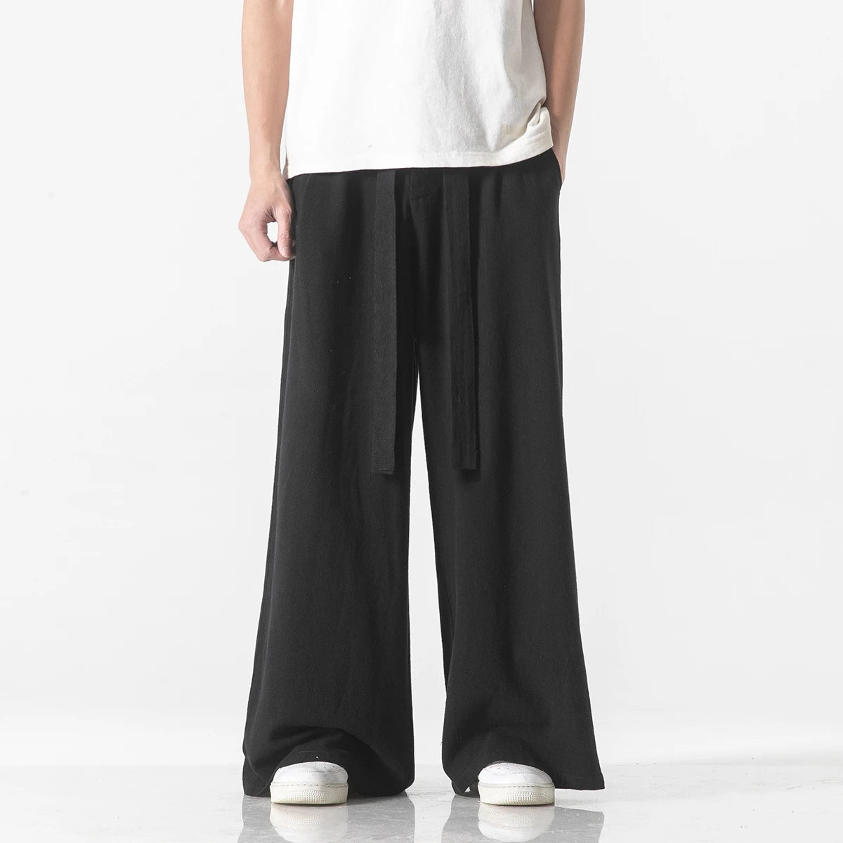 Men's Cotton Linen Harem Wide Leg Pants Trousers