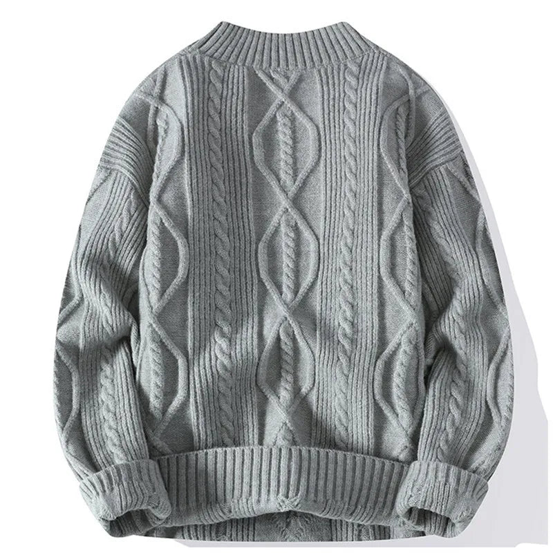 Men's Mock Neck Knitted Pullover Sweater