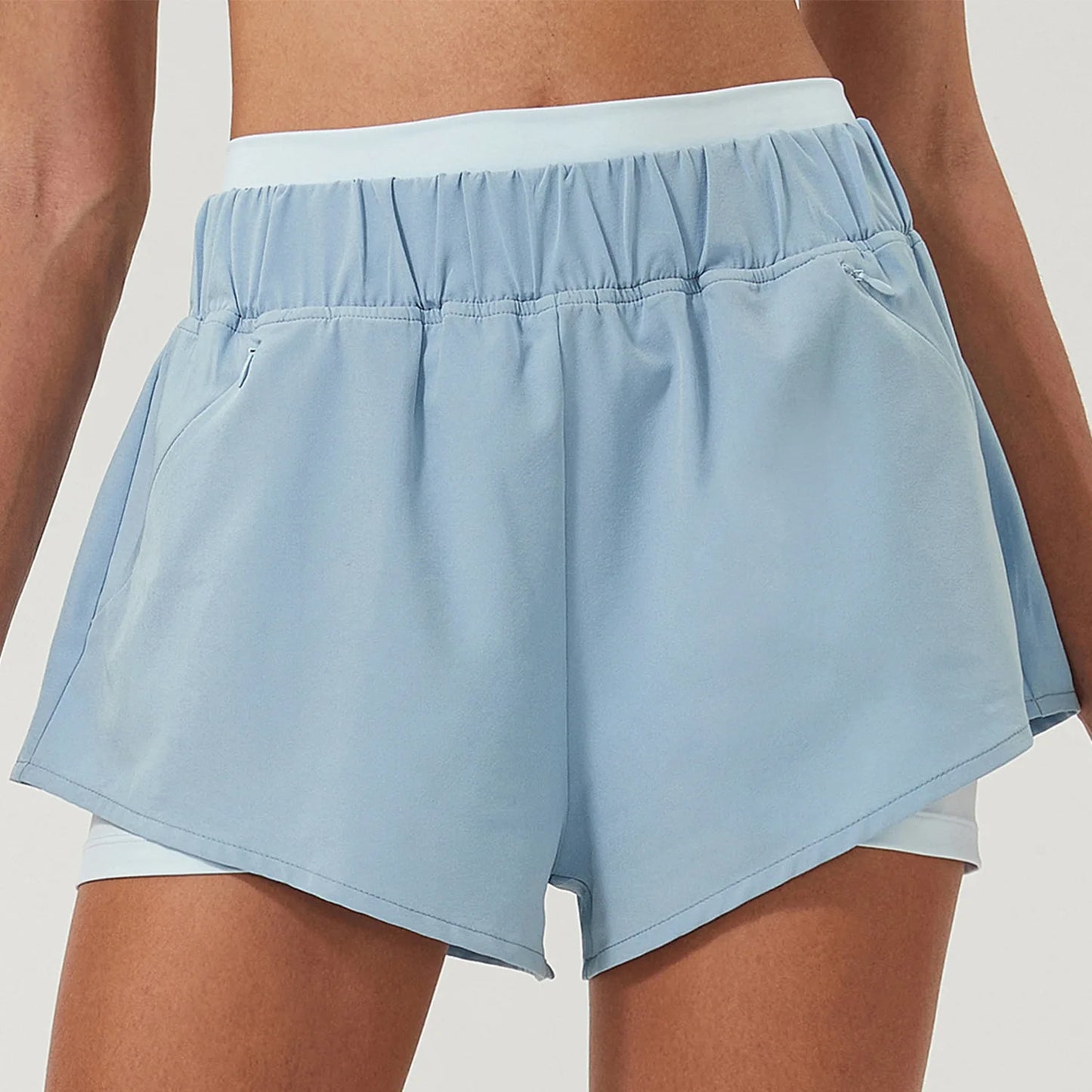 Women's  2 In 1 Fitness Running Woven Breathable Side Pocket Yoga  Quick Dry Soft Gym Shorts