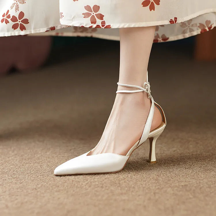 Women's Pointed Toe Rhinestone Wedding Sandals - Bowknot Pendant Pumps